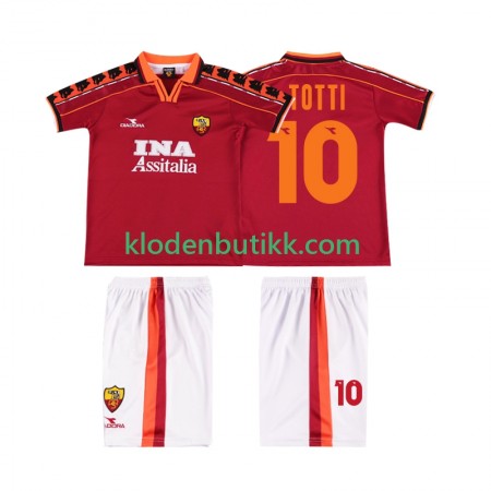 AS Roma TOTTI 10 1999 Barn Retro Hjemme Fotballdrakt 1998 Kortermet